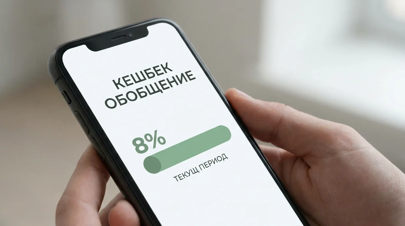 Екран с кешбек известие, показващо процент връщане върху нетна загуба